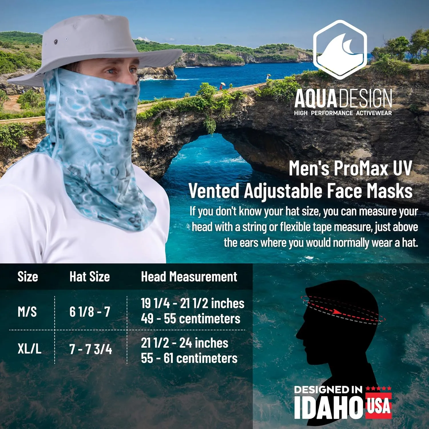 Sun Protection for Men Size Adjustable UPF 50  ProMax UV Mask Tube