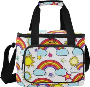 Sun Star Cloud White Insulated Cooler Bag for Women Men Leakproof 24 Can Camping Cooling Bags for Grocery Office