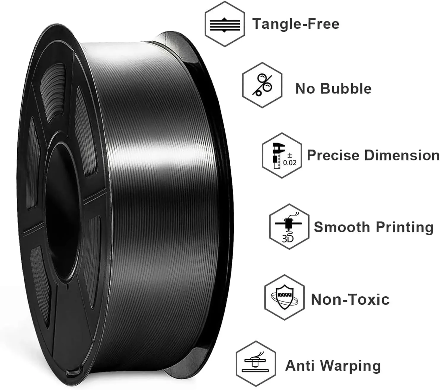 SUNLU Silk Pla Plus Filament 4kg Bundle, Shiny Silk Surface Pla  3D Printer Filament 1.75mm ±0.02mm, Glossy 3D Printing Filament, 1kg Spool, 4 Packs. (Black Silver Red Copper Brass)