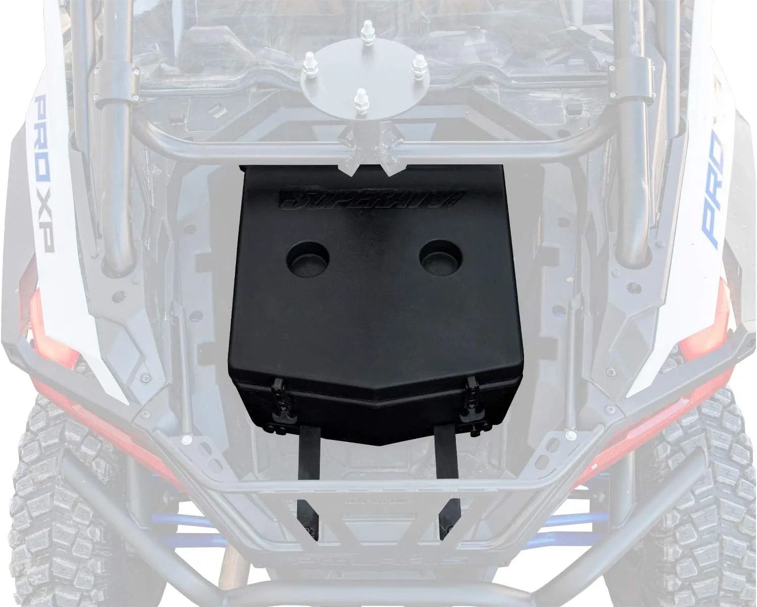 SuperATV Heavy Duty Rear Insulated Cooler/Cargo Box for 2020  Polaris RZR Pro XP 4 | 2022  Polaris RZR Turbo R / 4 | Multi Function UTV Storage with Mounting Kit | Sealed Lid Keeps Ice in & Mud Out