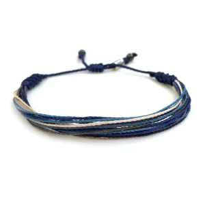 Surfer String Bracelet for Men Blue Gray White w Hematite Stones Handmade Woven Rope Adjustable Surf Gift for Guy by RUMI SUMAQ