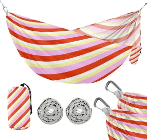 susiyo Portable Camping Hammock Candy Lines Printed Lightweight Hammock Comfortable Travel Swing with Tree Straps for Camping Hiking Backpacking Travel or Beach - Up to 330lbs