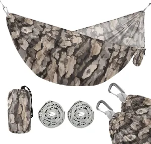susiyo Portable Camping Hammock Grey Tree Bark Printed Lightweight Hammock Comfortable Travel Swing with Tree Straps for Camping Hiking Backpacking Travel or Beach - Up to 330lbs