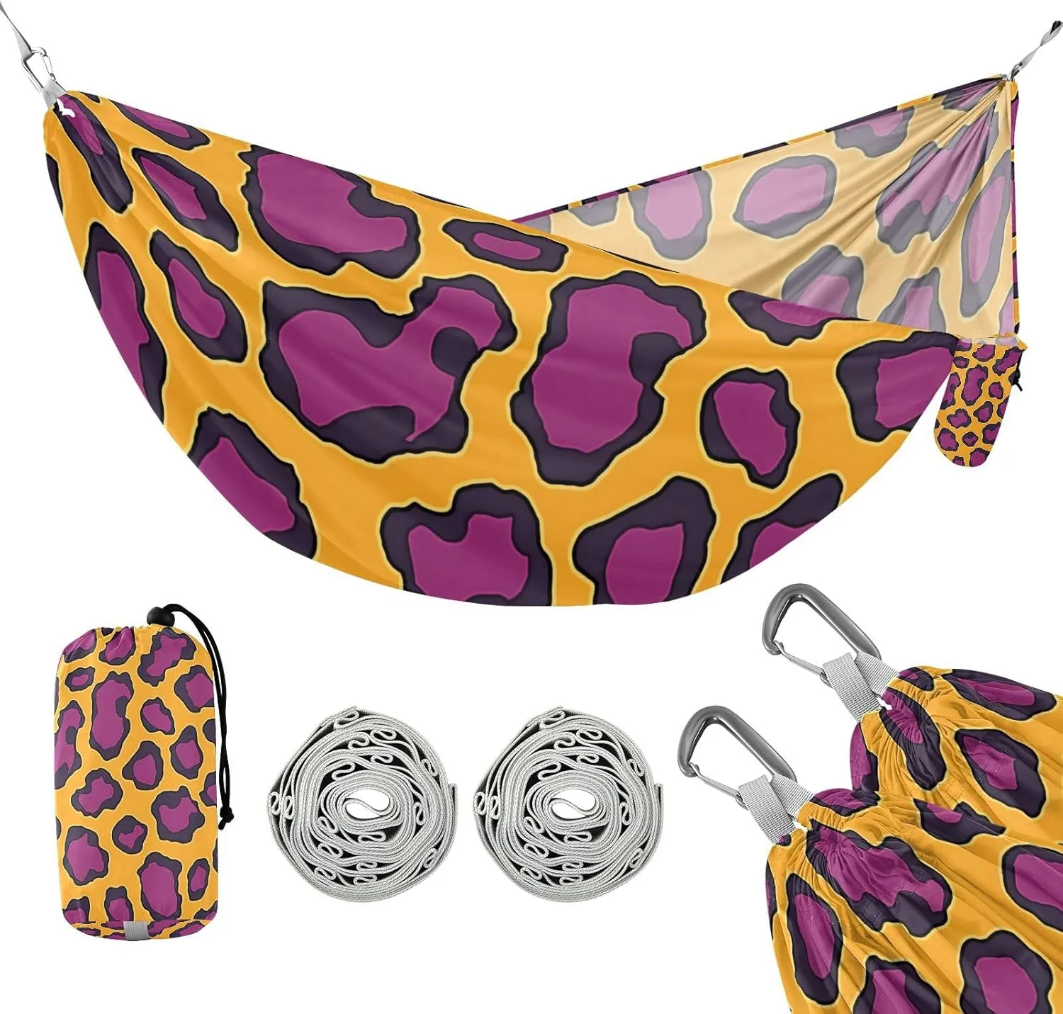 susiyo Portable Camping Hammock Leopard Spots Printed Lightweight Hammock Comfortable Travel Swing with Tree Straps for Camping Hiking Backpacking Travel or Beach - Up to 330lbs