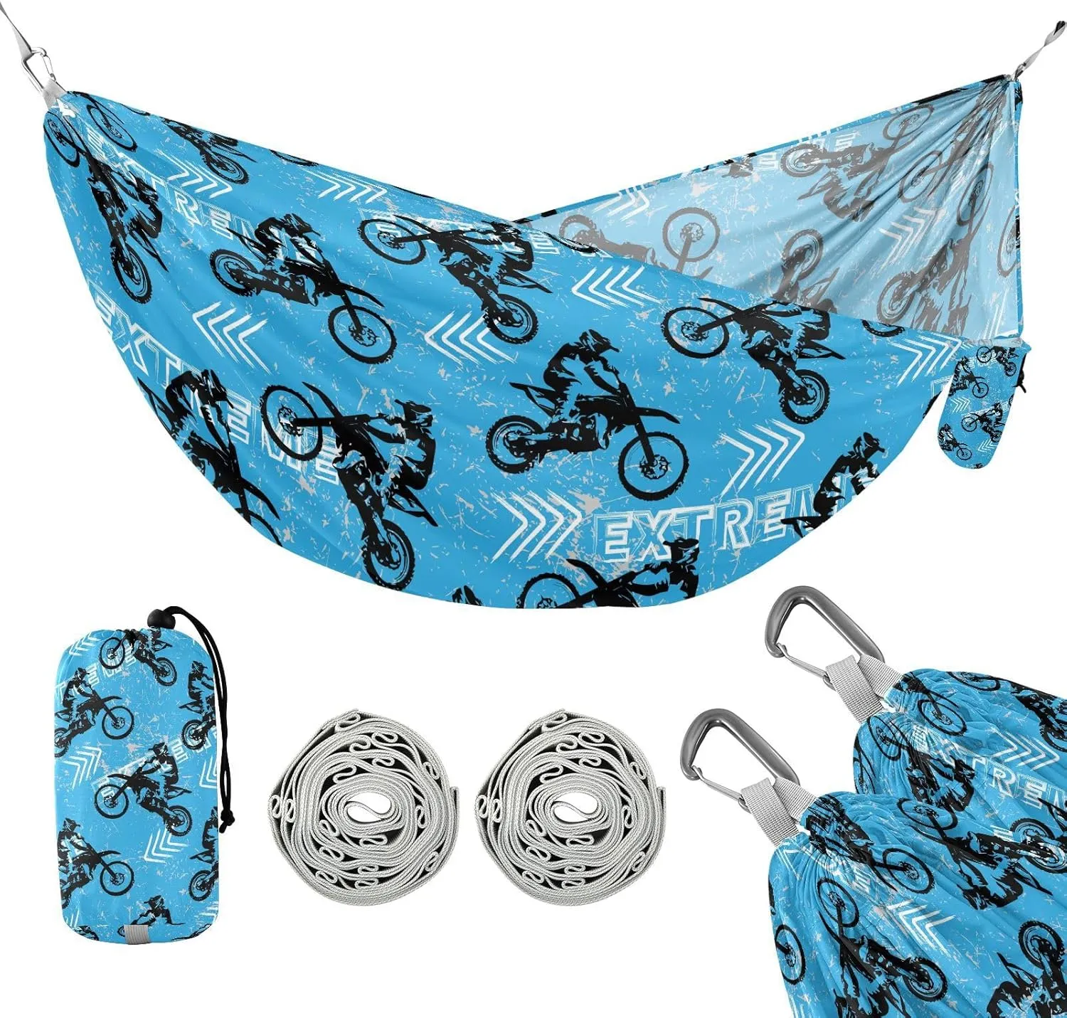 susiyo Portable Camping Hammock Sport Motocross Printed Lightweight Hammock Comfortable Travel Swing with Tree Straps for Camping Hiking Backpacking Travel or Beach - Up to 330lbs