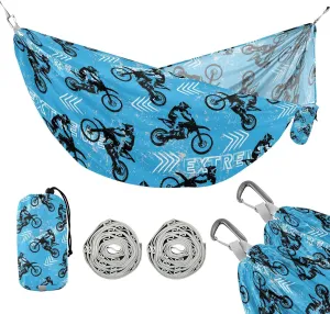 susiyo Portable Camping Hammock Sport Motocross Printed Lightweight Hammock Comfortable Travel Swing with Tree Straps for Camping Hiking Backpacking Travel or Beach - Up to 330lbs