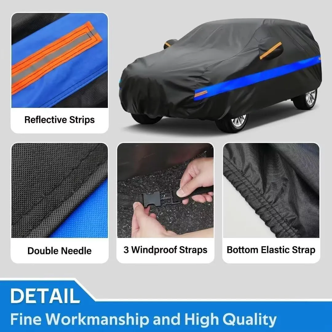 SUV Car Cover Custom Fit for Toyota FJ Cruiser (2006-2017), Waterproof All Weather Full Exterior Covers for Automobiles, Rain Sun Protector Car Cover Outdoor. Black and Blue
