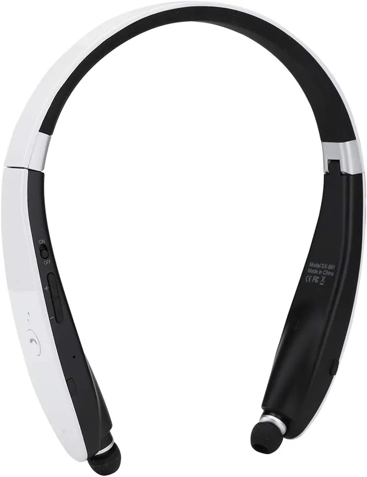 SX-991 Earphone, Foldable Bluetooth Headphones, Neck Hanging Sport Headphones, 300 Hours Standby, Noise Cancelling Telescopic Headset for Workouts and Running (Black