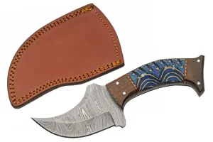 SZCO Supplies DM-1333BL Wood Rhino Outdoor Hunting/Camping Knife with Leather Sheath, 7.5" Length, Blue