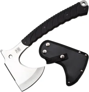 Tac-Force- Tactical Tomahawk – Satin Finish Stainless Steel Axe Head, Injection Molded Rubber Handle, Full Tang Construction, Includes Nylon Sheath, Tactical, EDC, Rescue - TF-AXE003S
