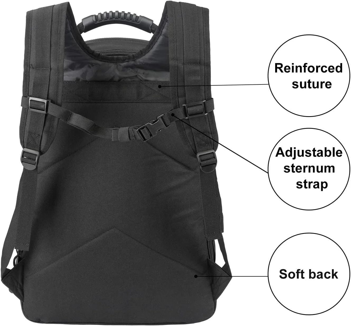 Tactical Backpacks Assault Pack 3 Day Bag Expandable Backpack Out Bag Classic Case Travel Hiking(Black, Not with Belt)