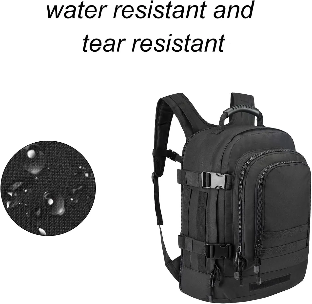 Tactical Backpacks Assault Pack 3 Day Bag Expandable Backpack Out Bag Classic Case Travel Hiking(Black, Not with Belt)
