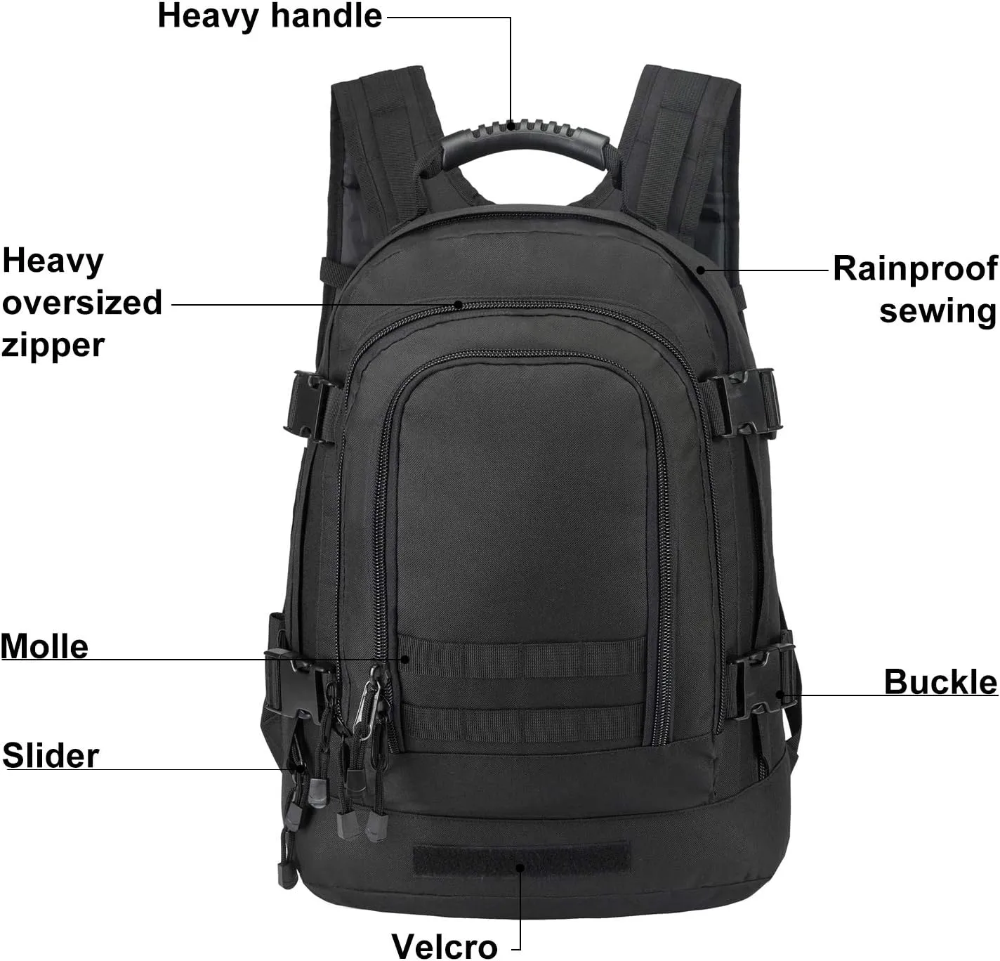 Tactical Backpacks Assault Pack 3 Day Bag Expandable Backpack Out Bag Classic Case Travel Hiking(Black, Not with Belt)