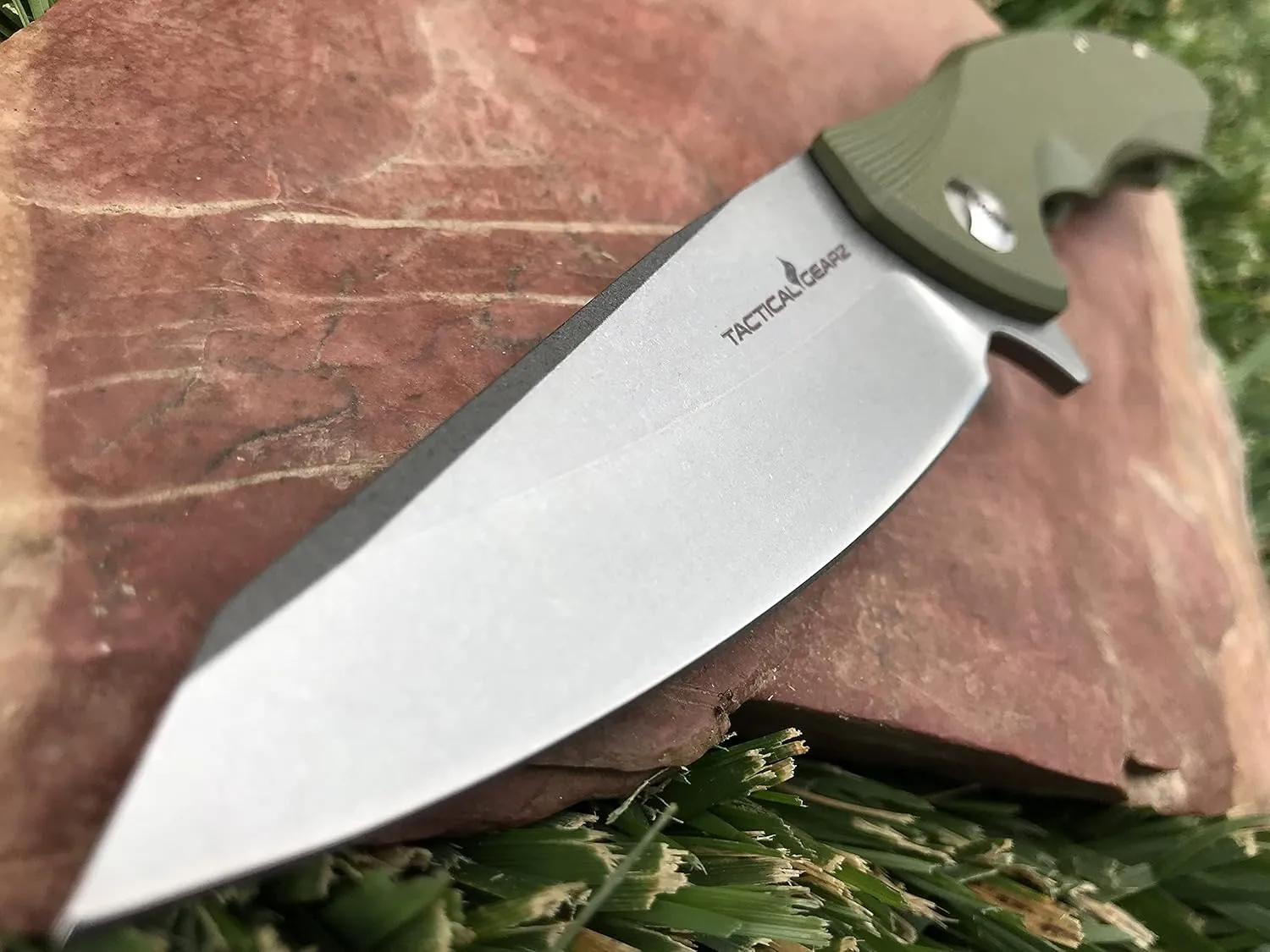 TACTICAL GEARZ Pocket Knife for EDC, G10 Handle, D2 Steel Stonewashed Blade, Includes Sheath (Zeta OD)