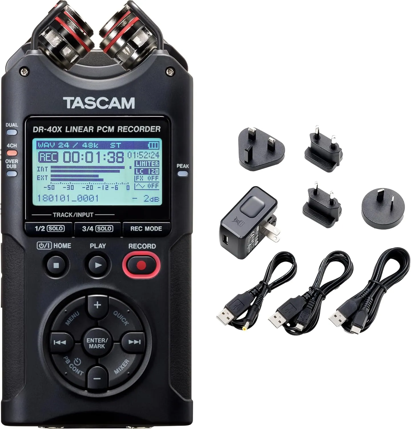 TASCAM DR-40X and PS-P520U Power Adapter Bundle