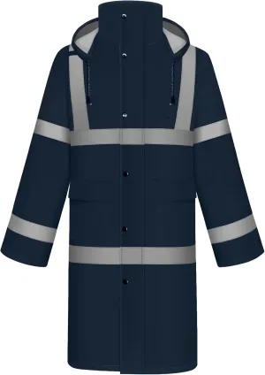 TCCFCCT Rain Gear for Men Waterproof Hi Vis Rain Jacket Men with Hood, Heavy Duty Rain Suits for Men Waterproof, Long Safety Rain Coats for Men Women for Hiking Camping, XXL Navy Blue