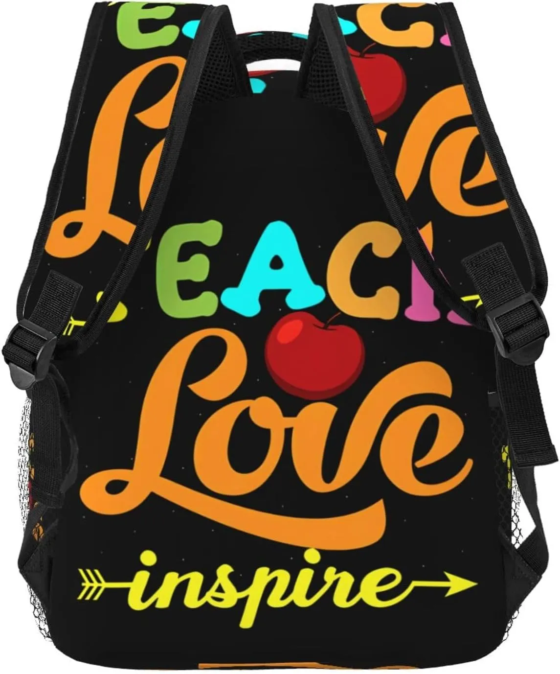 Teacher Teach Love Inspire Backpack Casual Laptop Backpack Lightweight Double Shoulder Bag Travel Daypack For Women Men