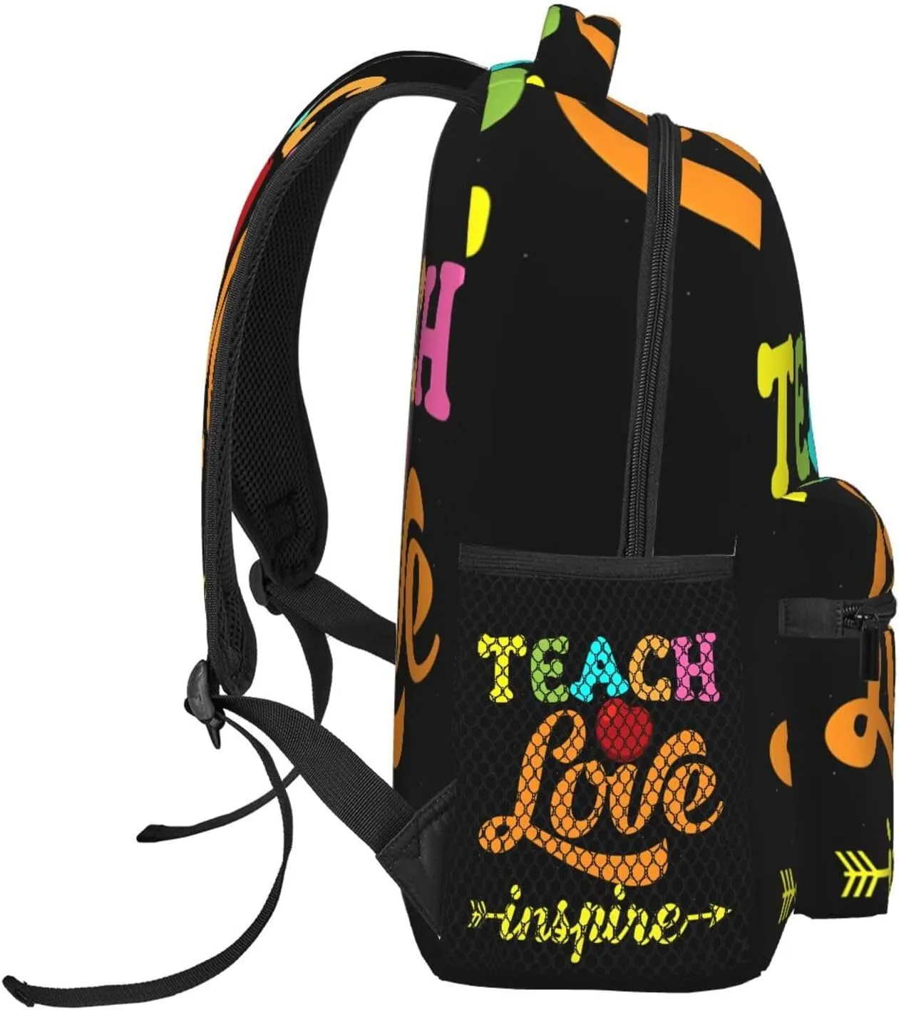 Teacher Teach Love Inspire Backpack Casual Laptop Backpack Lightweight Double Shoulder Bag Travel Daypack For Women Men