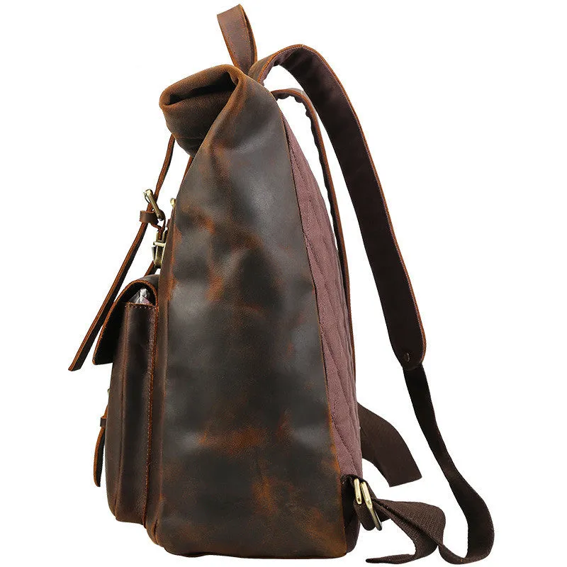 The Indestructible Journeyer: Men's Crazy Horse Leather Travel Backpack