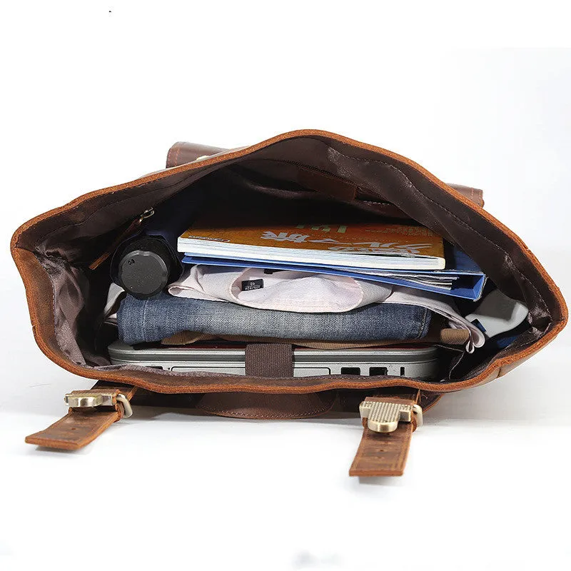 The Indestructible Journeyer: Men's Crazy Horse Leather Travel Backpack