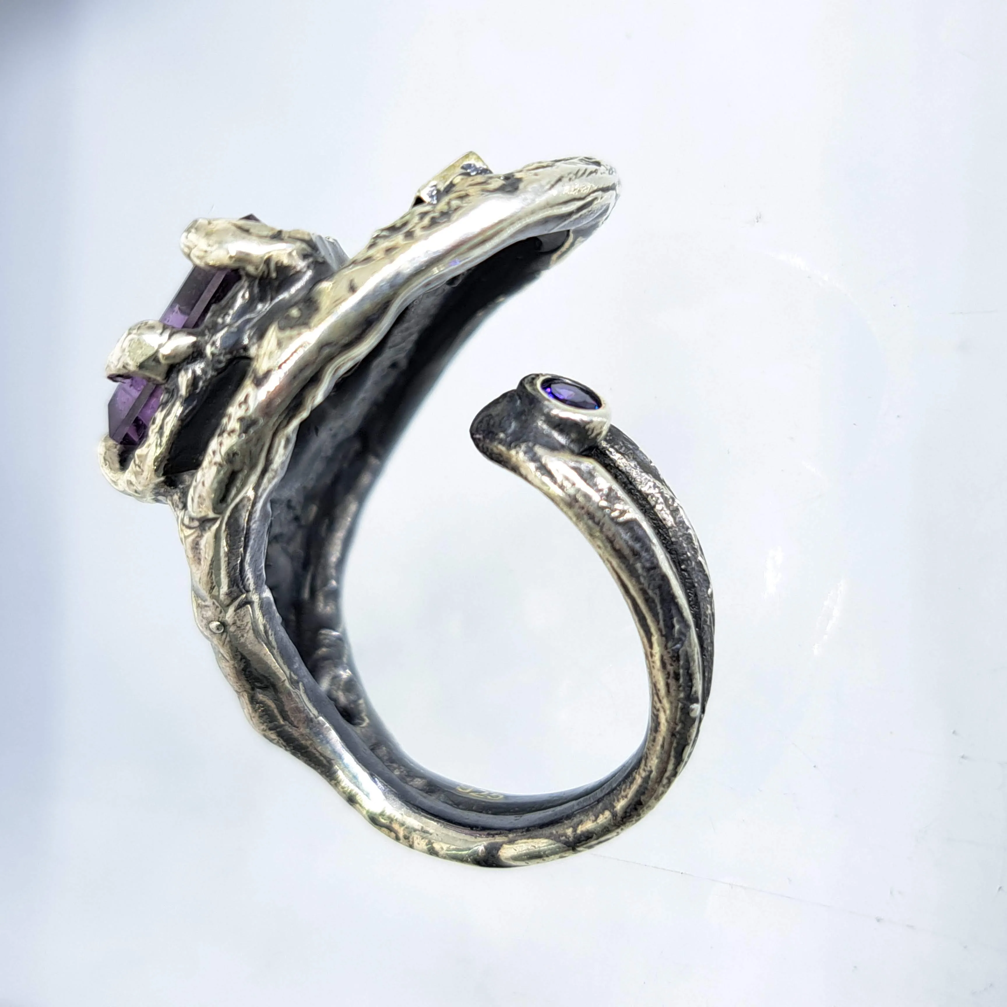 'The Royal Me" Adj. Size Ring - Amethyst, Tourmaline, Sterling