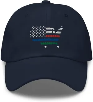 Thin Blue Red Green Line United States American Flag Police Fire Adjustable Hat