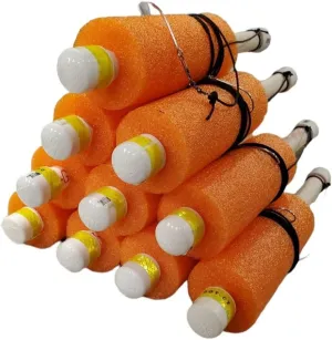 Tilt Fishing Jugs with Weight Rhodes Jugs 10 Pack - Ready to go Catfish Jugs 7ft line - Made in USA Lime, Red, Blue, Orange, White, Yellow - Hi Visibility Reflective Tape