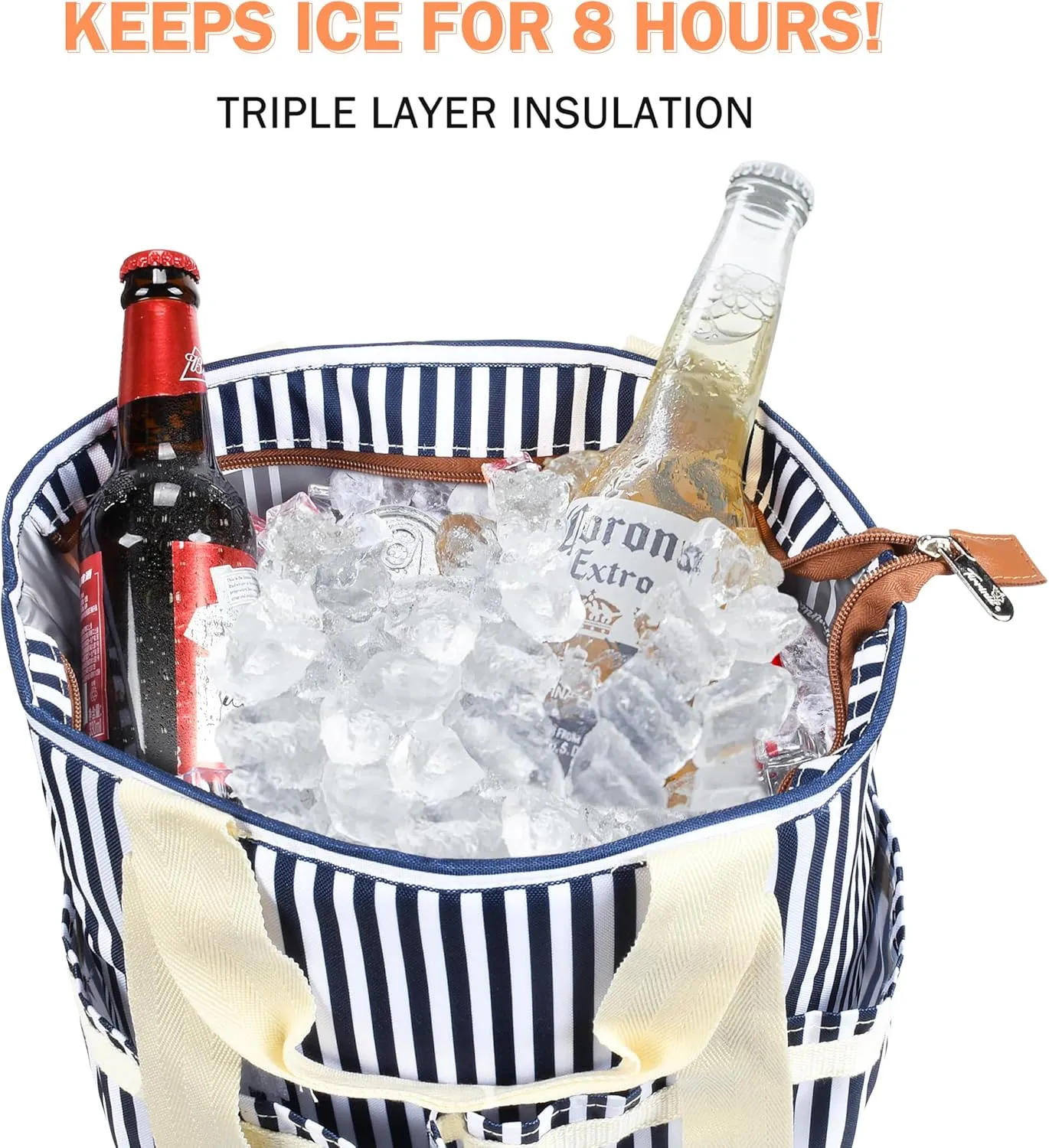 Tirrinia 15 L Insulated Cooler Bag - Outdoor Leakproof Large Grocery Shopping Tote, Travel & Beach Cooler for Women/Men Picnics Camping