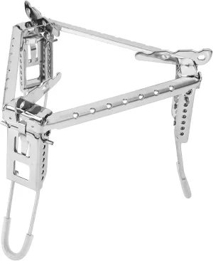 Tissting Campfire Tripod for Dutch Oven Stainless Steel Foldable Gas Stove Pot Rack Bracket Canister Stand Height Adjustable Portable Over Fire Camp Grill for Outdoor Camping Hiking Picnic(7.6×7.3in)