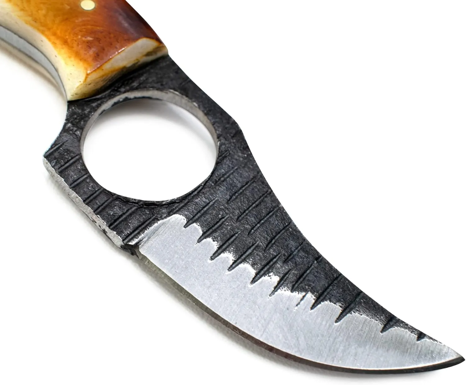 Titan International Knives Skinning Knife Carbon 1080 Steel | Small Handmade Hunting Fixed Blade | Burnt Bone Handle Knife with Leather Sheath | 3 Inch Blade Outdoors Camping Gear