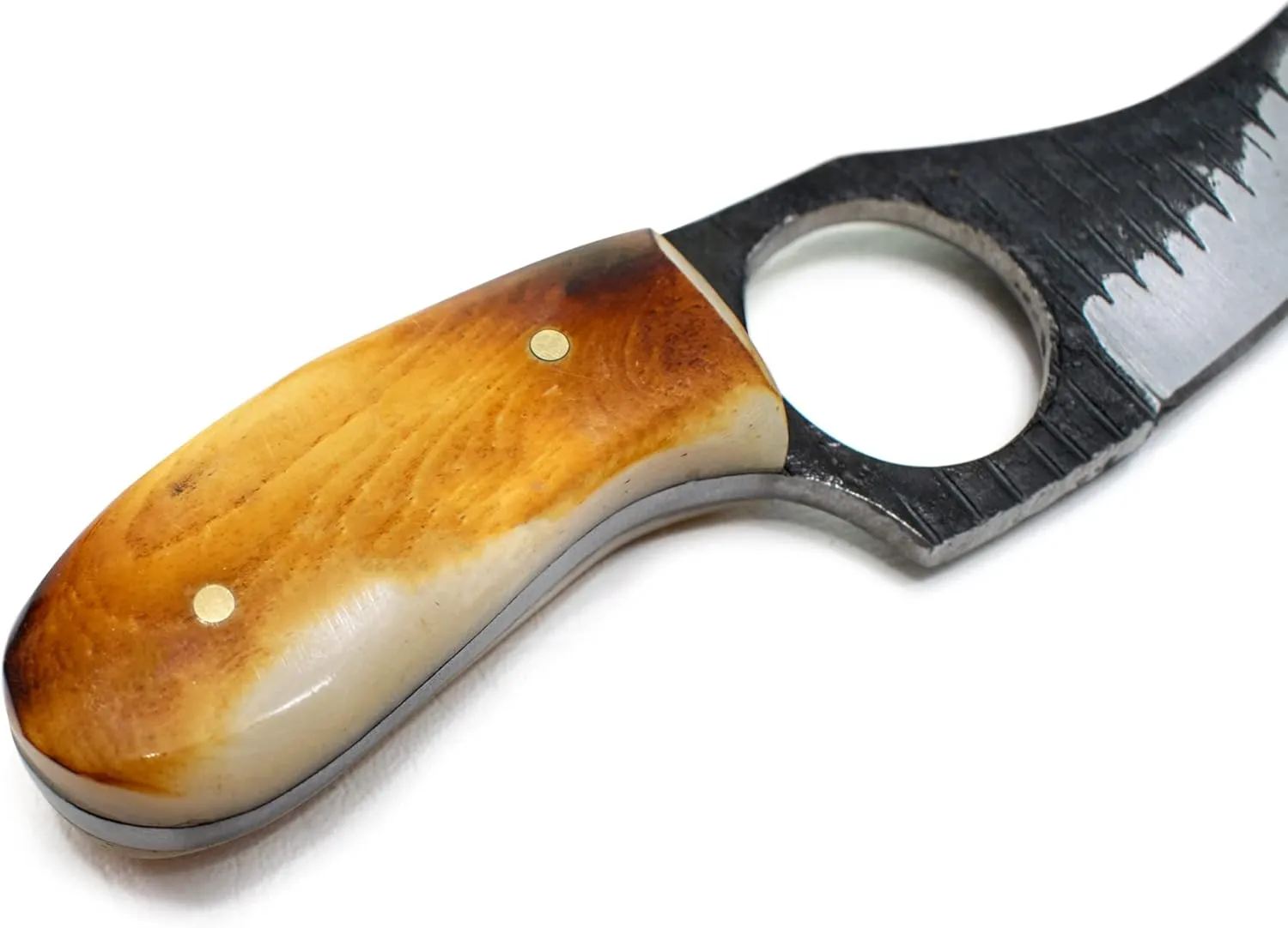 Titan International Knives Skinning Knife Carbon 1080 Steel | Small Handmade Hunting Fixed Blade | Burnt Bone Handle Knife with Leather Sheath | 3 Inch Blade Outdoors Camping Gear