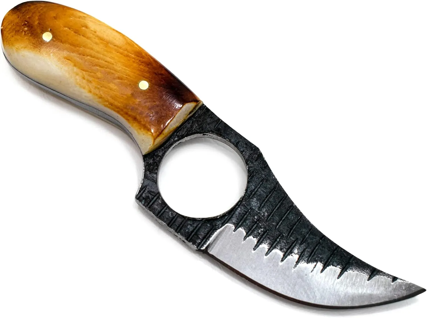 Titan International Knives Skinning Knife Carbon 1080 Steel | Small Handmade Hunting Fixed Blade | Burnt Bone Handle Knife with Leather Sheath | 3 Inch Blade Outdoors Camping Gear