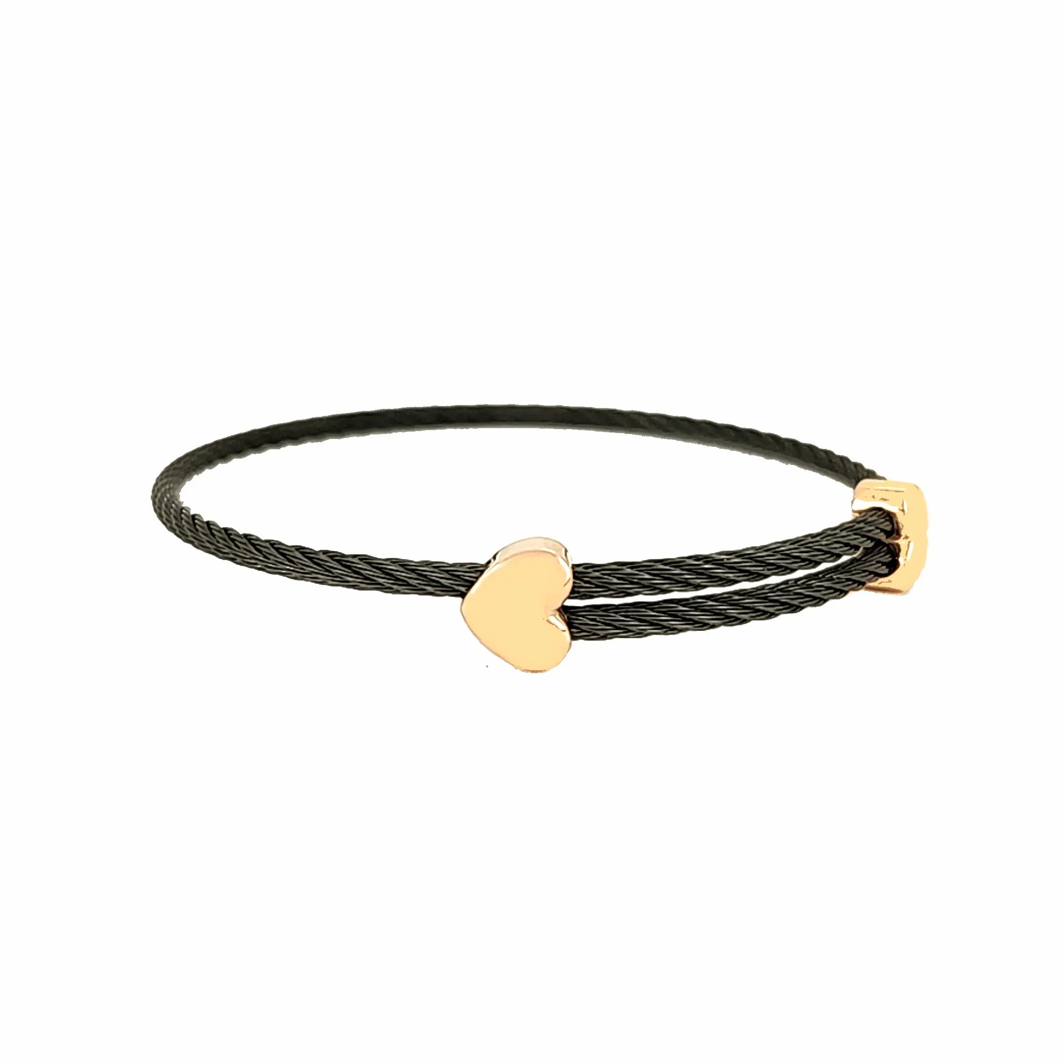 Titanium Memory Shape Cable Bracelet with 14kt Gold Accents