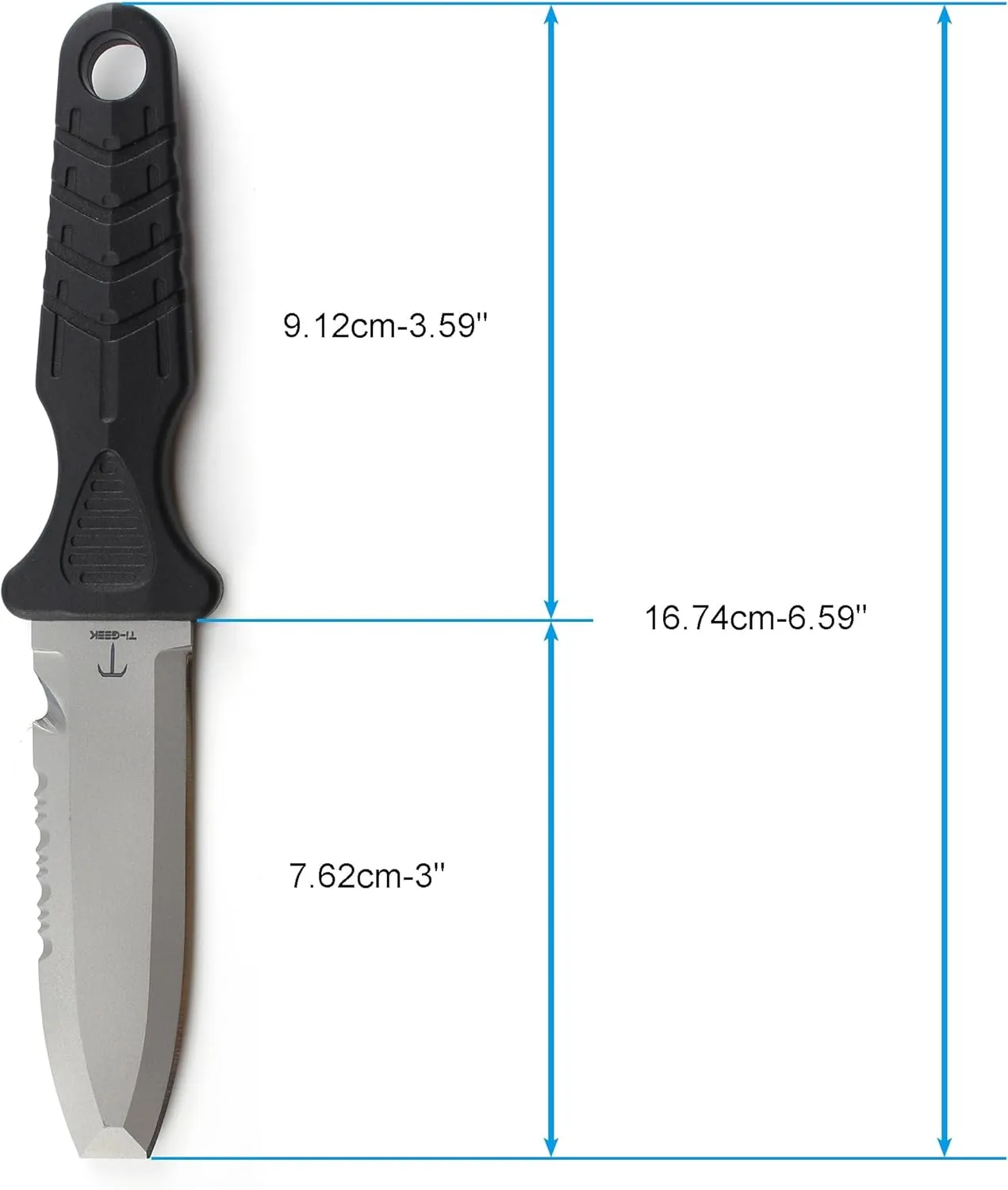 Titanium Survival Scuba Diving Knife Fixed Blade Dive Knife with Sheath & Straps - Holster on Divers BCD, Thigh/Leg, GC Belt Buckle or Wrist, Cutting, Serrated Edge & Line Cutter