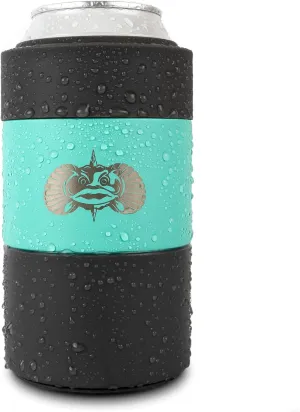 Toadfish Non-Tipping Can Cooler for 12oz Cans - Suction Cup Can Cooler for Beer & Soda - Includes Slim Can Adapter - Stainless Steel Double-Wall Vacuum Insulated Cooler - Teal