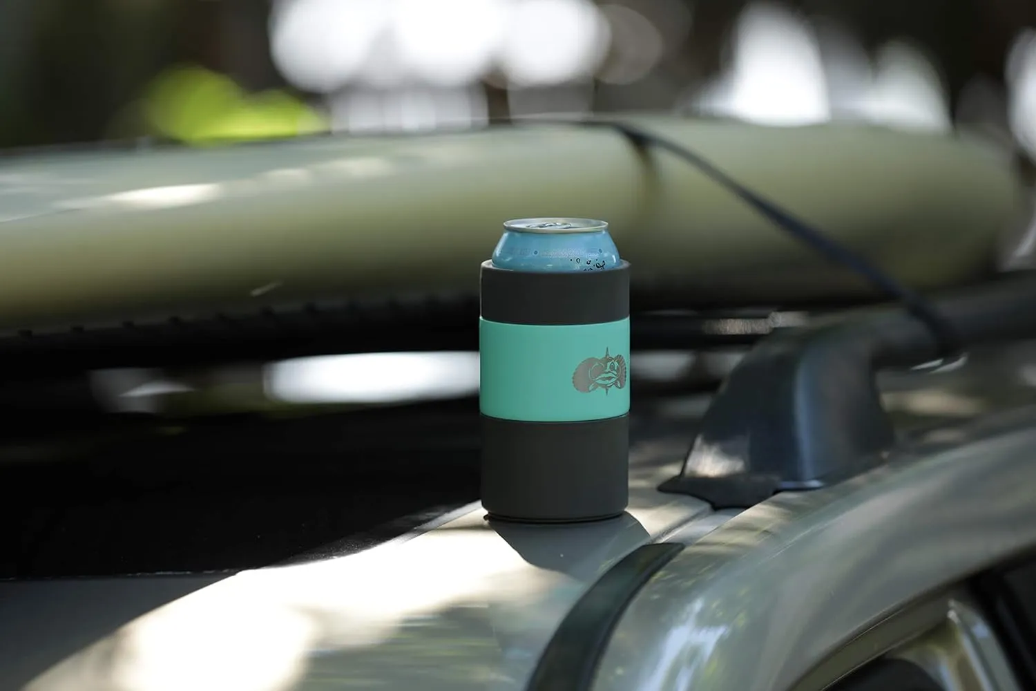 Toadfish Non-Tipping Can Cooler for 12oz Cans - Suction Cup Can Cooler for Beer & Soda - Includes Slim Can Adapter - Stainless Steel Double-Wall Vacuum Insulated Cooler - Teal