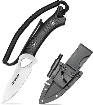 TONIFE Explorer Fixed Blade Knife with Sheath 8Cr14moV Multifunctional Survival Knife Blade with Fiberglass Reinforced Nylon Handle for Outdoor EDC Knife