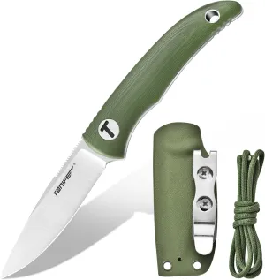 TONIFE Nova 2.68'' Blade Mini Neck Knife Full Tang Fixed Blade Knife with Kydex Sheath and Adjustable Paracord Lanyard for Camping Outdoor Survival Tool (Green Satin)