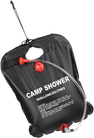 TopHomer Solar Portable Shower Bag 5 Gallons/20L Camping Shower Bag with Removable Hose and On-Off Switchable Shower Head Black for Outdoor Camping, Hiking, Backpacking, Self-Driving