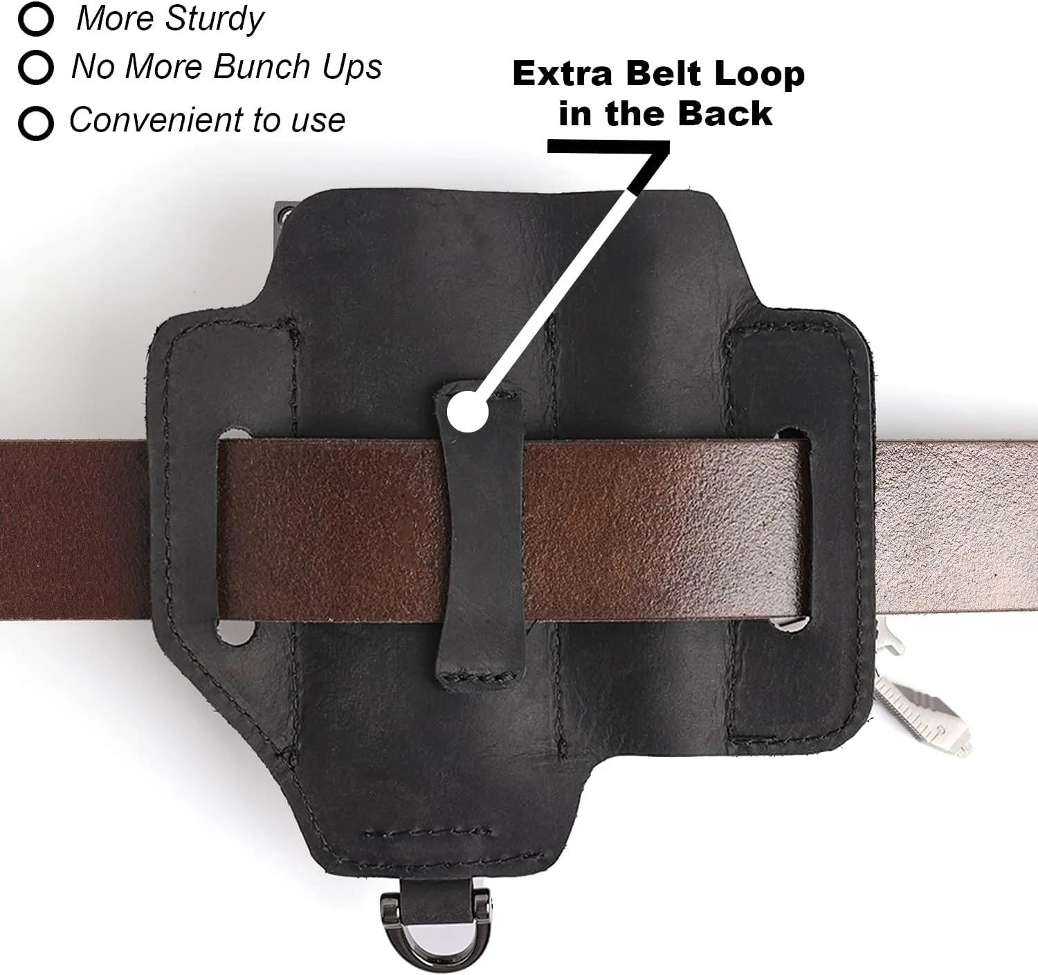 Topstache Leather Multitool Sheath,EDC Belt Organizer for Work and Daily Use,Leatherman Sheath,EDC Pocket Organizer for Flashlight and Multitool,Gifts for Men,Leather Sheath for Multitool,Black