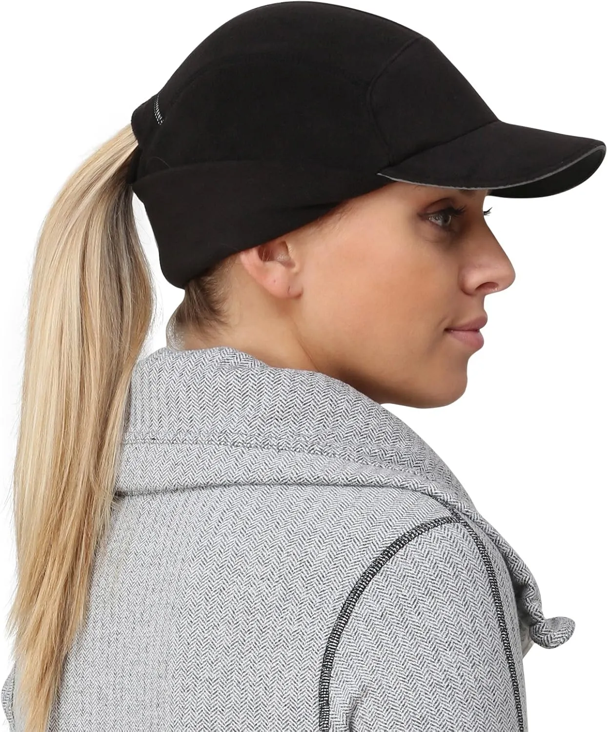 TrailHeads Fleece Ponytail Hat for Women – Trailblazer Reflective Winter Hat with Ponytail Hole for Workouts