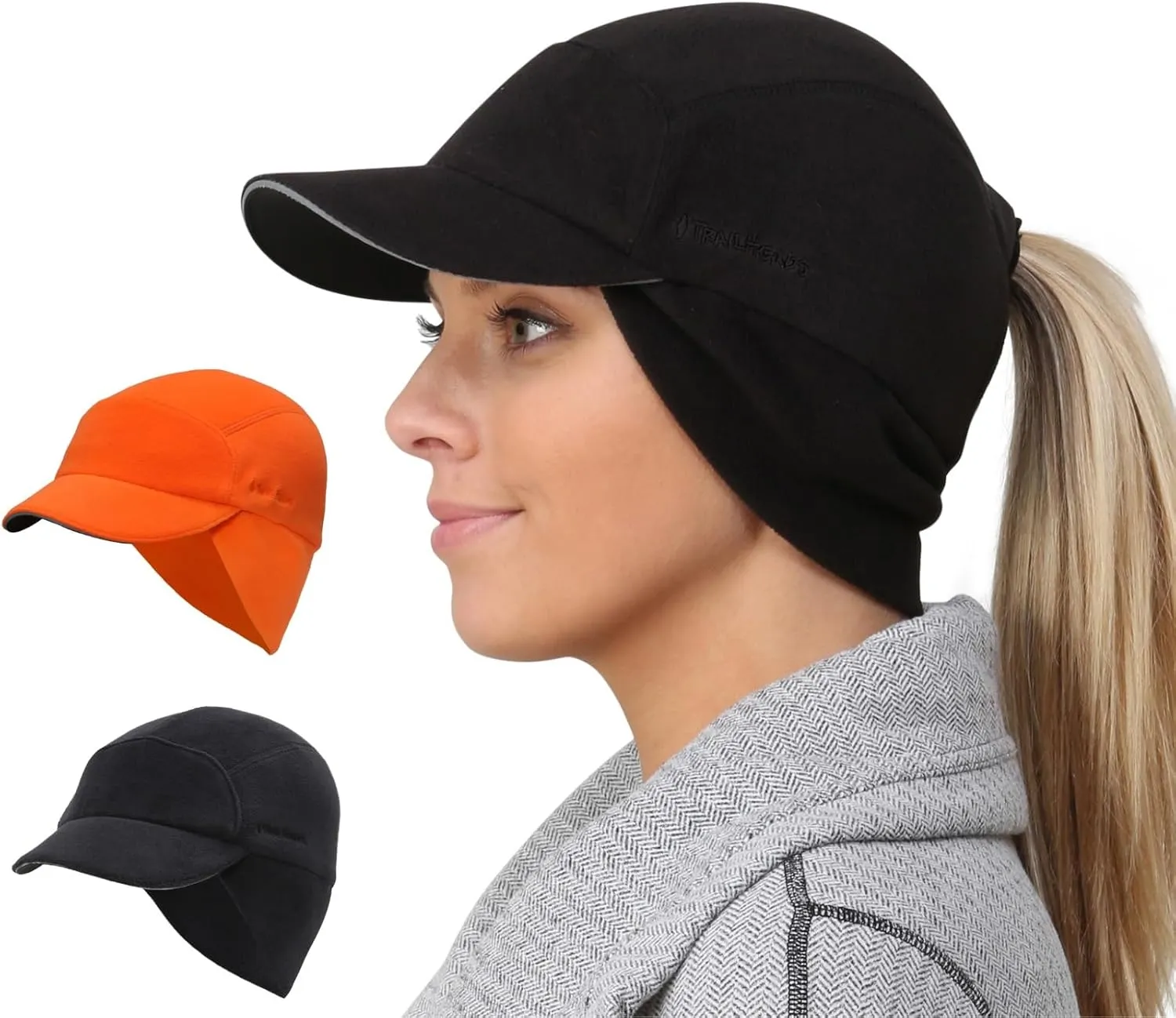 TrailHeads Fleece Ponytail Hat for Women – Trailblazer Reflective Winter Hat with Ponytail Hole for Workouts