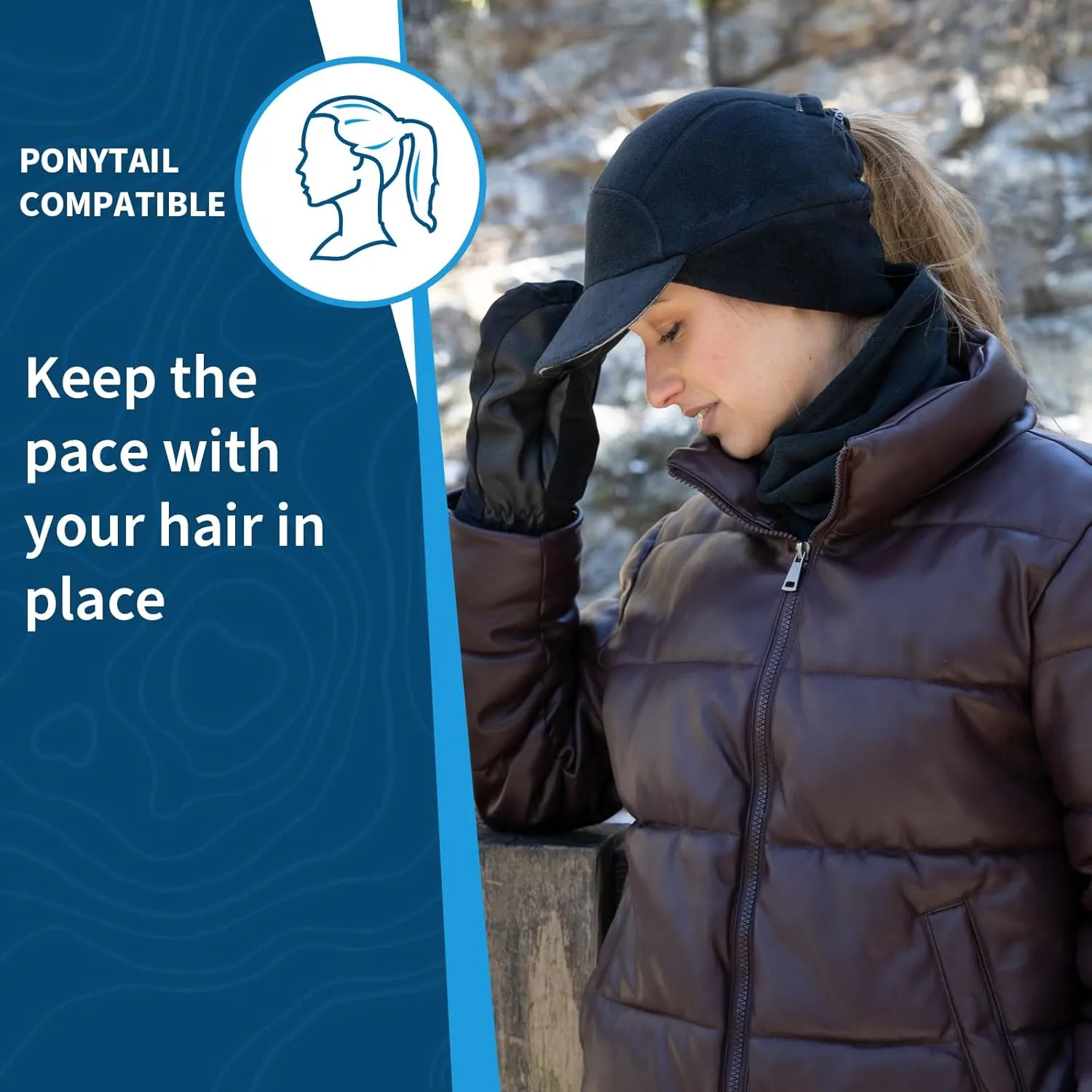 TrailHeads Fleece Ponytail Hat for Women – Trailblazer Reflective Winter Hat with Ponytail Hole for Workouts