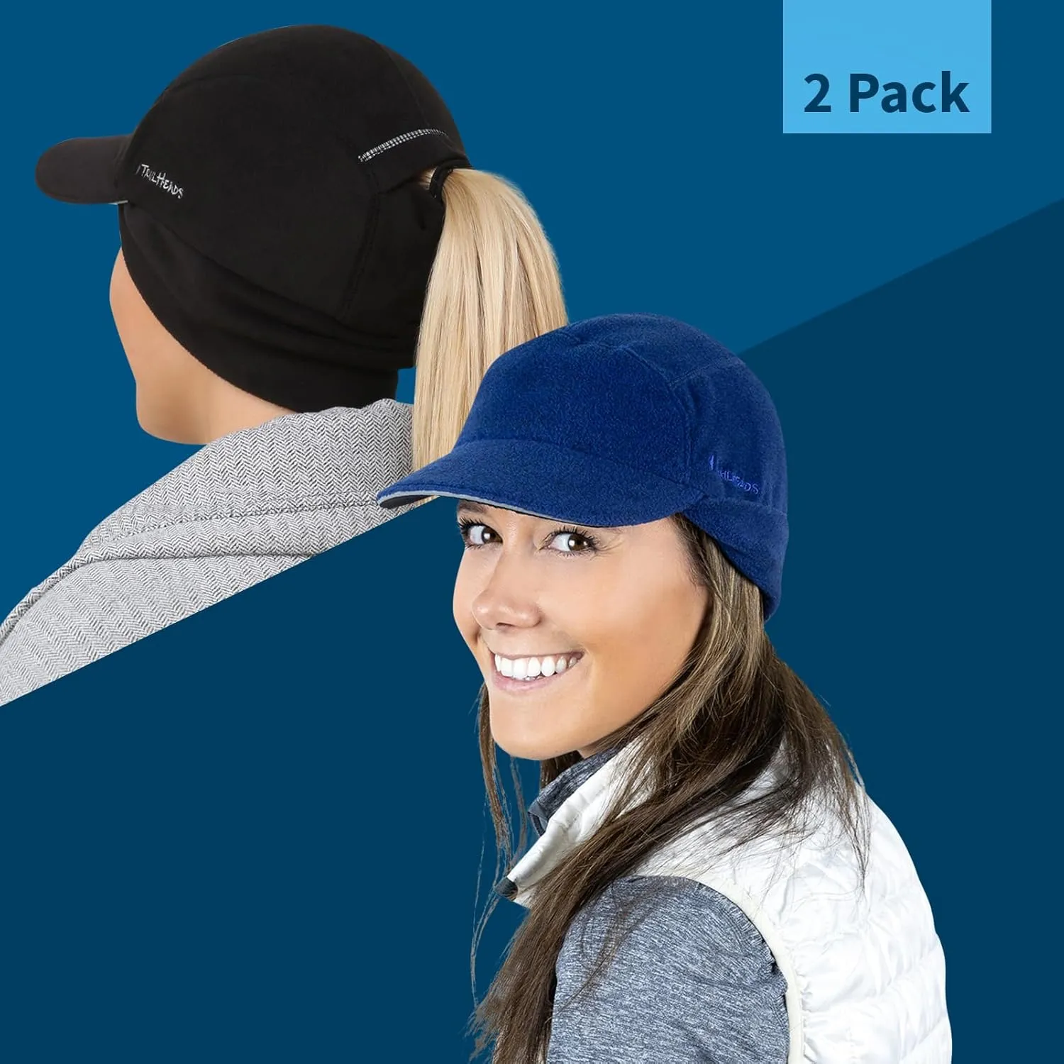 TrailHeads Fleece Ponytail Hat for Women – Trailblazer Reflective Winter Hat with Ponytail Hole for Workouts