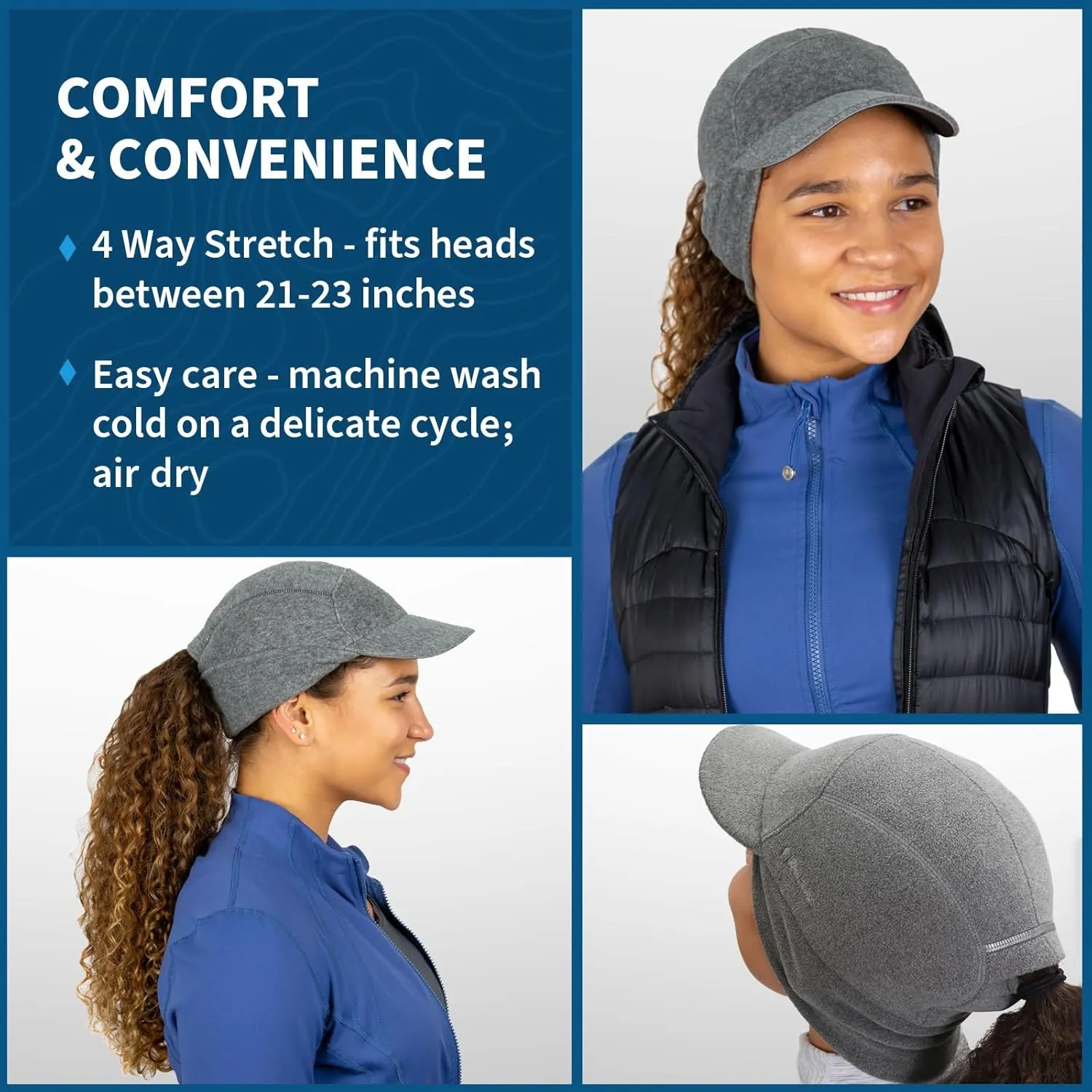 TrailHeads Fleece Ponytail Hat for Women – Trailblazer Reflective Winter Hat with Ponytail Hole for Workouts