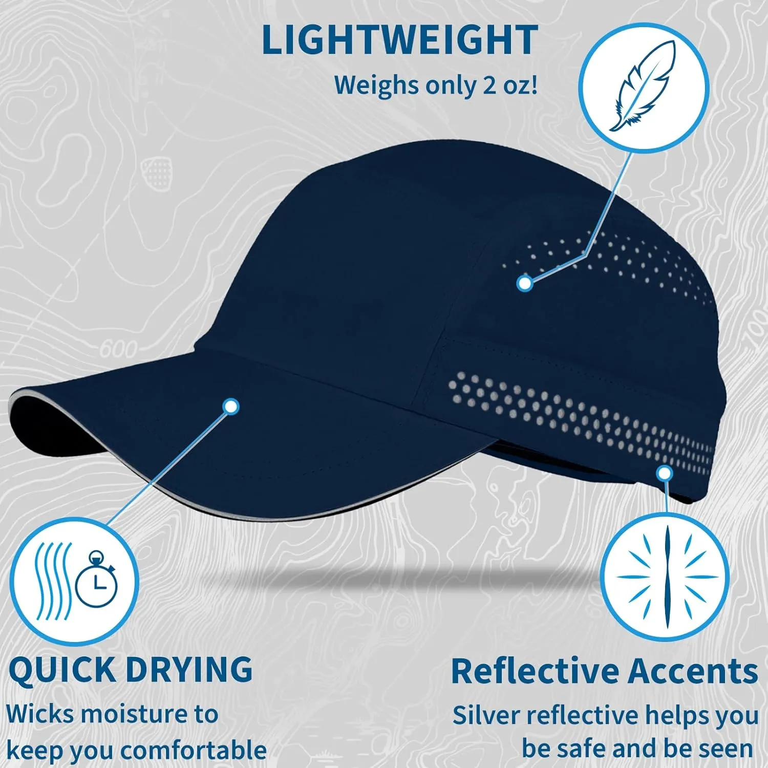 TrailHeads Mens Running Hat - Recycled Running Caps for Men - Athletic Hat for Sports, Tennis, Golf, Pickleball, Gym