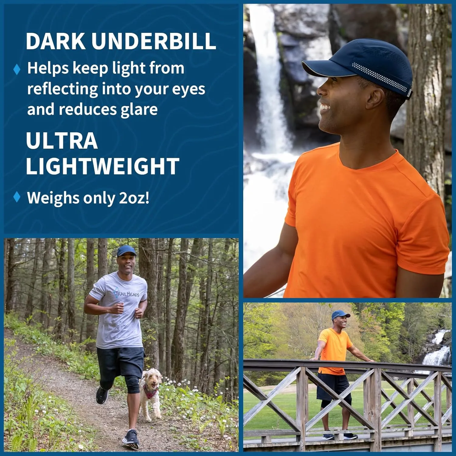 TrailHeads Mens Running Hat - Recycled Running Caps for Men - Athletic Hat for Sports, Tennis, Golf, Pickleball, Gym