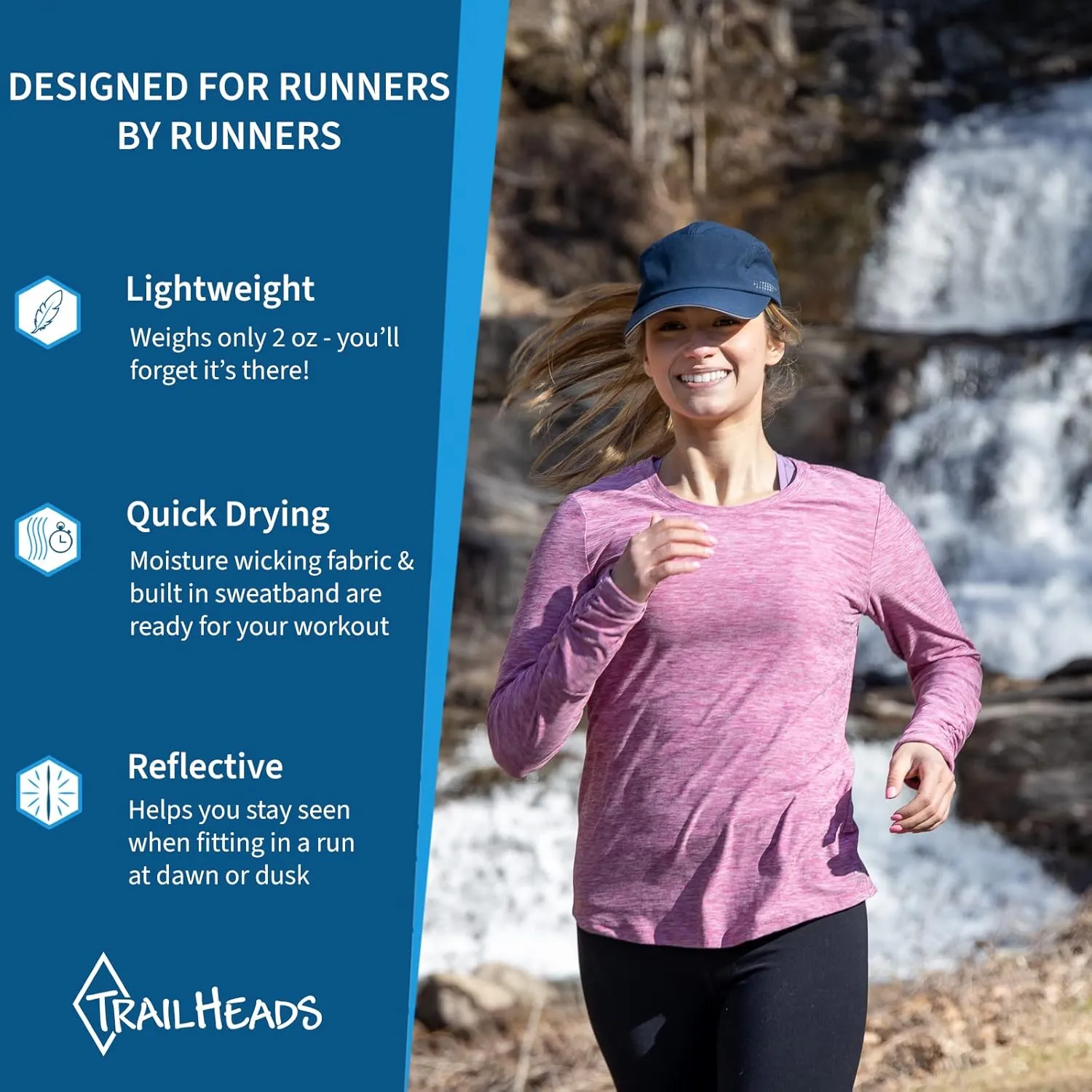 TrailHeads Womens Running Hat - Recycled Cap for Women - Athletic Ladies Baseball Caps for Sports, Golf, Tennis, Workout