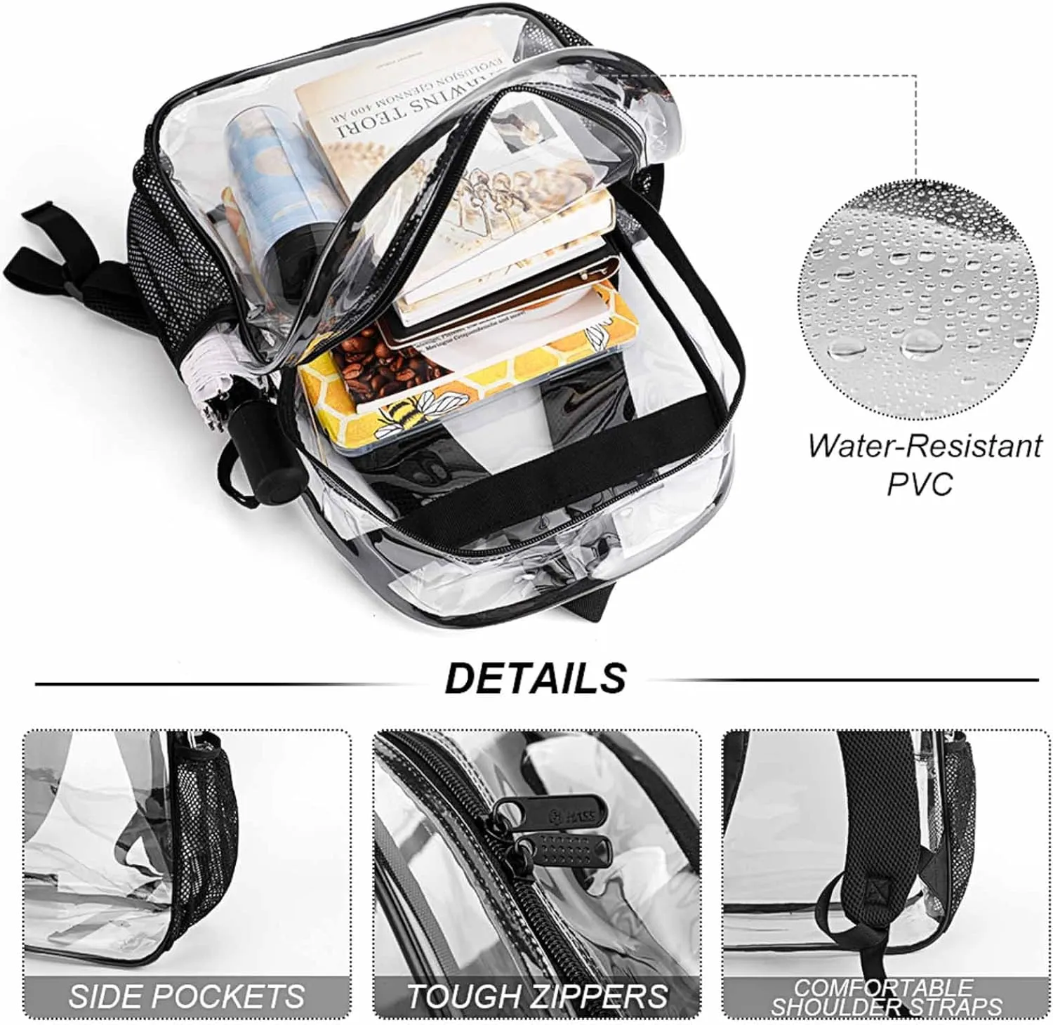 Transparent Daypack Backpack for Trekking Picnic Walking Cycling - Large Capacity Anti-Theft Multipurpose Shoulder Bag, Magical Unicorns Art Casual Daypack