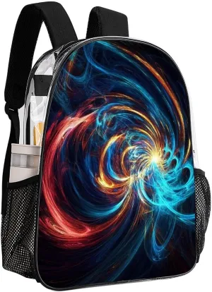 Transparent Daypack Backpack for Trekking Picnic Walking Cycling - Large Capacity Anti-Theft Multipurpose Shoulder Bag, Trippy Tie Dye Blue Casual Daypack